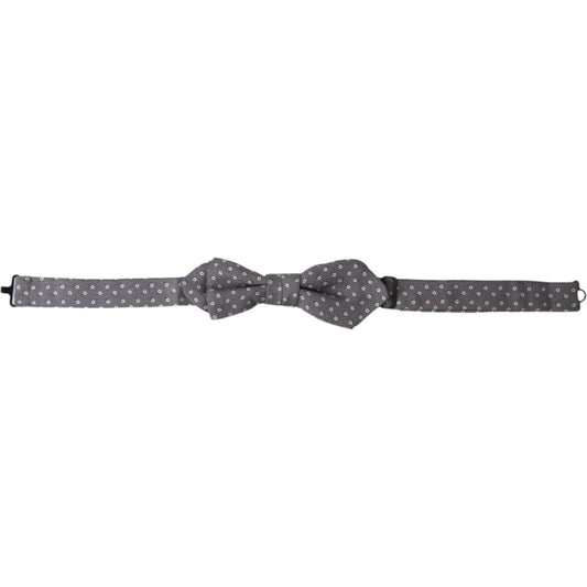 Dolce & Gabbana Elegant Silk Gray Polka Dot Bow Tie Dolce & Gabbana Dim Gray
