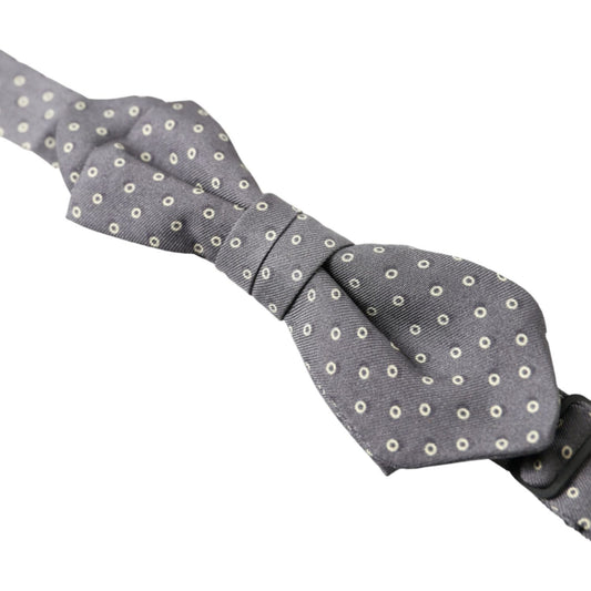 Dolce & Gabbana Elegant Silk Gray Polka Dot Bow Tie Dolce & Gabbana Slate Gray