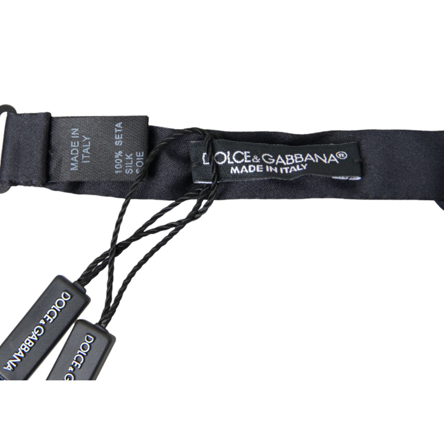Dolce & Gabbana Dark Blue Silk Satin Adjustable Neck Men Papillon Bow Tie