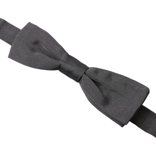 Dolce & Gabbana Elegant Silk Dark Gray Bow Tie Dolce & Gabbana Dark Slate Gray