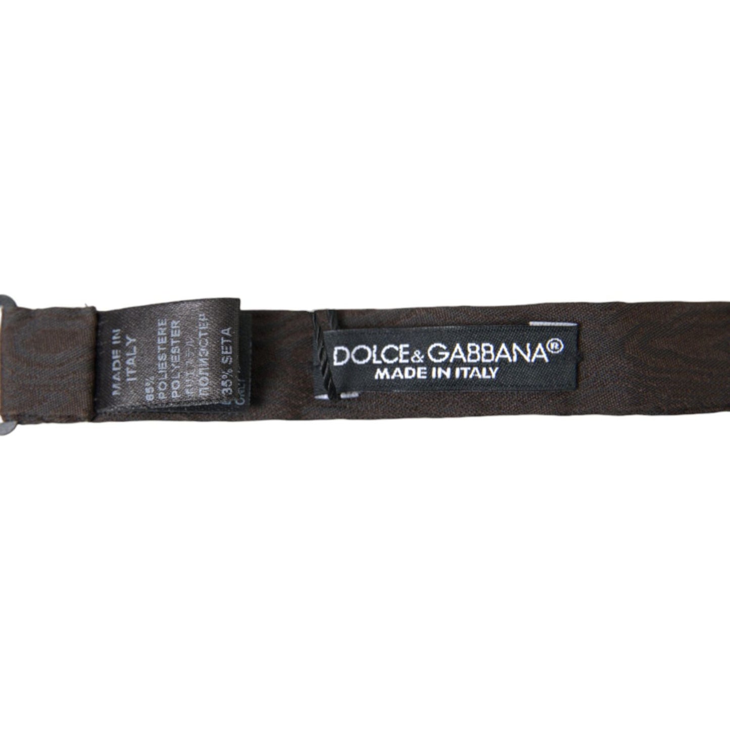 Dolce & Gabbana Brown Polyester Silk Adjustable Neck Men Papillon Bow Tie