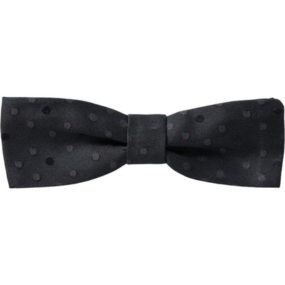 Dolce & Gabbana Gray Polka Dot Silk Adjustable Neck Men Papillon Bow Tie