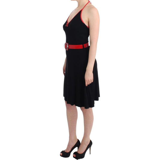 Roccobarocco Elegant Black Palladio Knee-Length Dress Dresses Roccobarocco Tan
