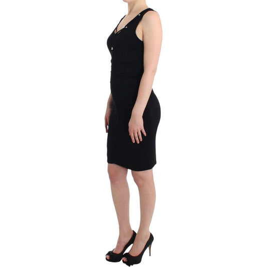 Roccobarocco Elegant Black Sheath Knee-Length Dress Roccobarocco Black