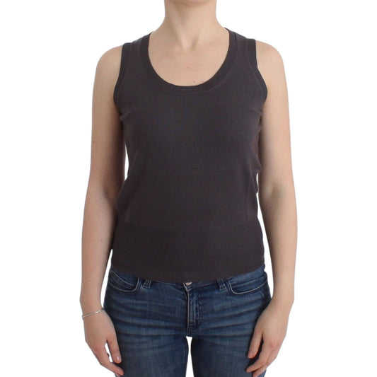 John Galliano Elegant Sleeveless Brown Knit Top John Galliano Tan