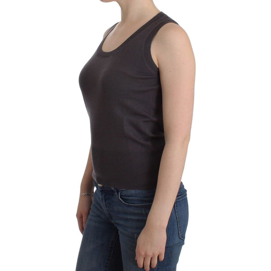 John Galliano Elegant Sleeveless Brown Knit Top John Galliano Tan