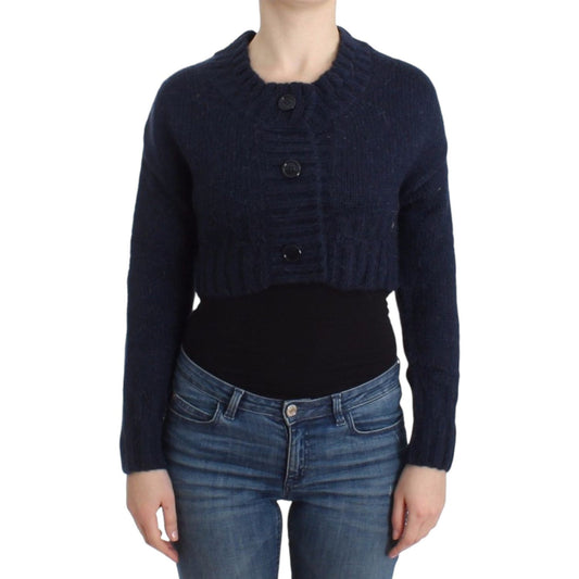John Galliano Chic Cropped Blue Cardigan John Galliano Dark Slate Gray