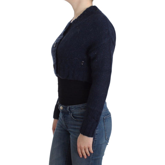 John Galliano Chic Cropped Blue Cardigan John Galliano Dark Slate Gray