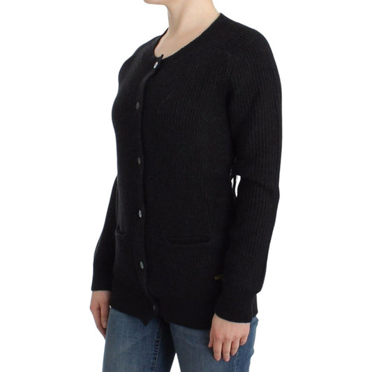 John Galliano Chic Transparent Back Woolen Cardigan John Galliano Black