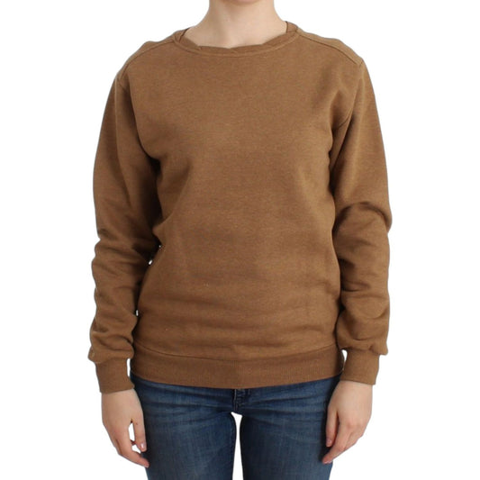 John Galliano Chic Brown Crewneck Cotton Sweater John Galliano Sienna