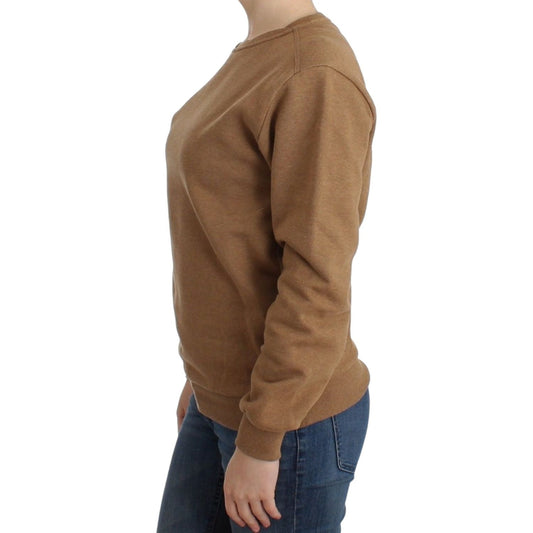 John Galliano Chic Brown Crewneck Cotton Sweater John Galliano Dim Gray