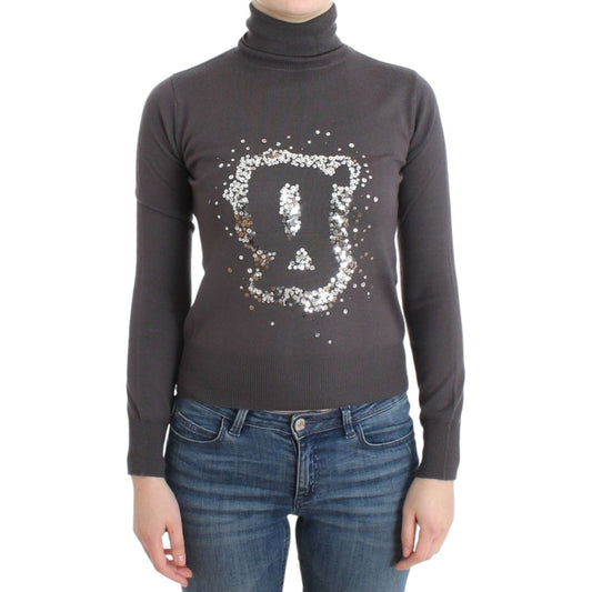 John Galliano Elegant Virgin Wool Turtleneck Sweater John Galliano Dark Slate Gray