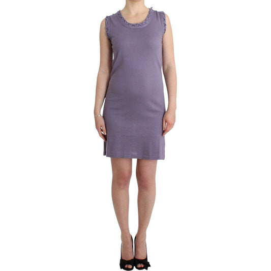 John Galliano Elegant Purple Knee-Length Cotton Dress John Galliano Slate Gray