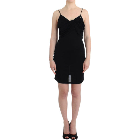John Galliano Elegant Black Jersey Knee-Length Dress Dresses John Galliano Tan