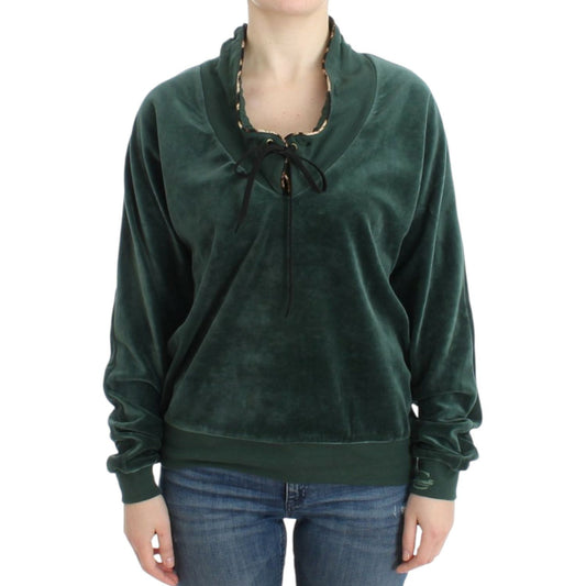 Cavalli Elegant Green Mock Sweater with Rhinestone Detail Cavalli Dark Slate Gray