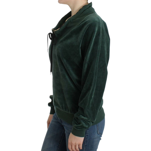 Cavalli Elegant Green Mock Sweater with Rhinestone Detail Cavalli Dark Slate Gray