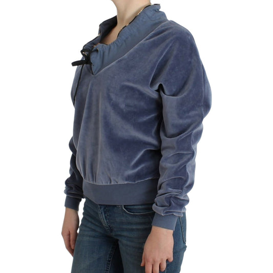 Cavalli Elegant Mock Sweater with Rhinestone Detail Cavalli Dark Slate Gray