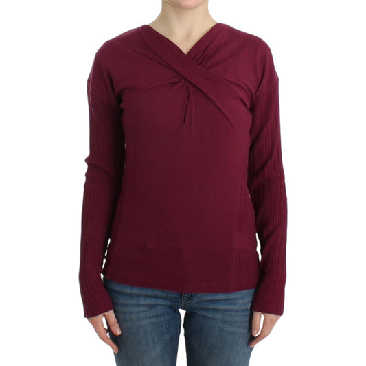 Cavalli Elegant Purple Keyhole Wool Sweater Cavalli Dark Slate Gray