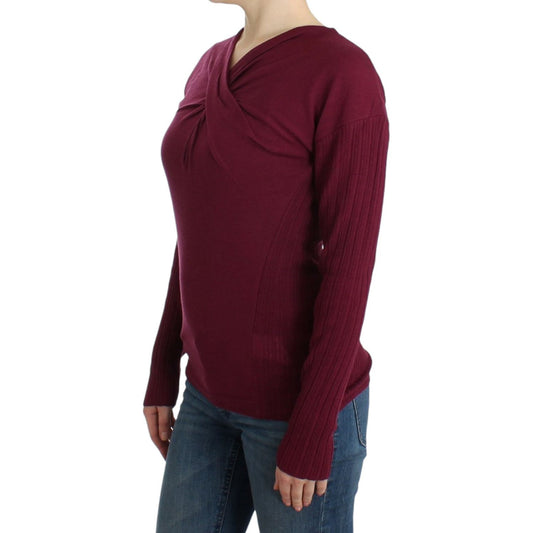Cavalli Elegant Purple Keyhole Wool Sweater Cavalli Dark Slate Gray