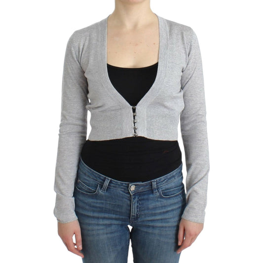 Cavalli Cropped Virgin Wool Cardigan in Chic Gray Cavalli Dark Gray