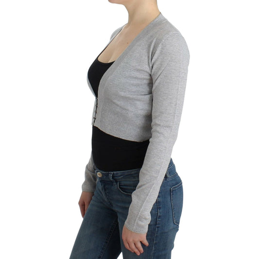 Cavalli Cropped Virgin Wool Cardigan in Chic Gray Cavalli Dark Gray