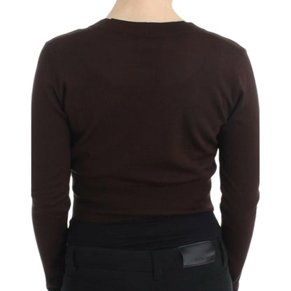 Cavalli Brown cropped wool cardigan