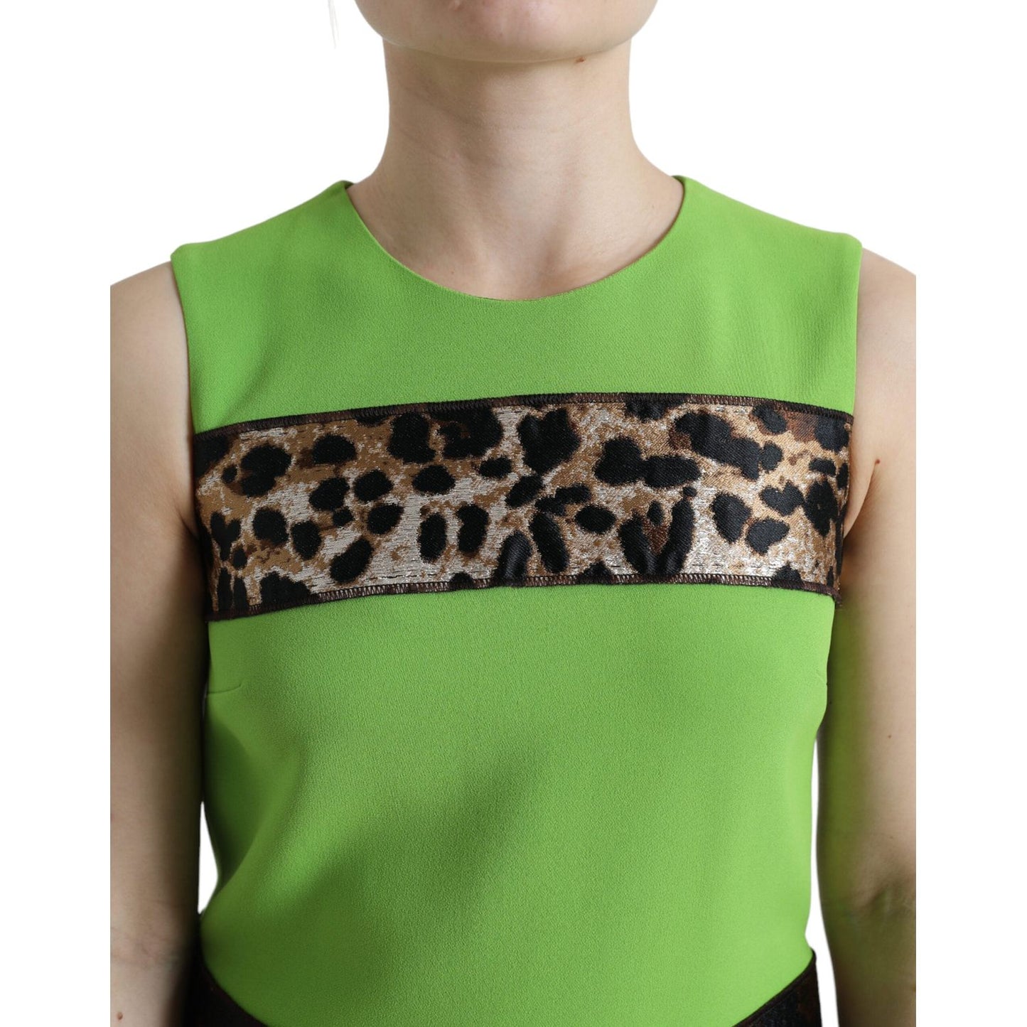 Dolce & Gabbana Apple Green Sleeveless Panelled Shift Dress
