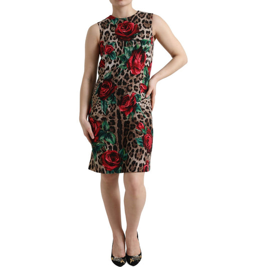 Dolce & Gabbana Elegant Leopard Floral A-Line Dress Dolce & Gabbana Dark Slate Gray