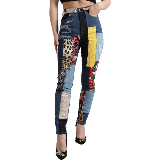 Dolce & Gabbana Multicolor Patchwork GRACE Skinny Denim Jeans