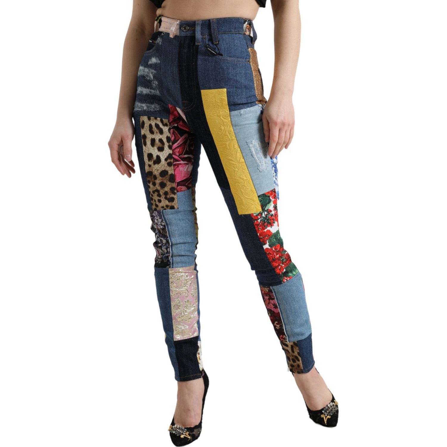 Dolce & Gabbana Multicolor Patchwork GRACE Skinny Denim Jeans