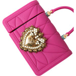 Dolce & Gabbana Pink Silicone Devotion Heart Bag Gold Chain Airpods Case BAG1109