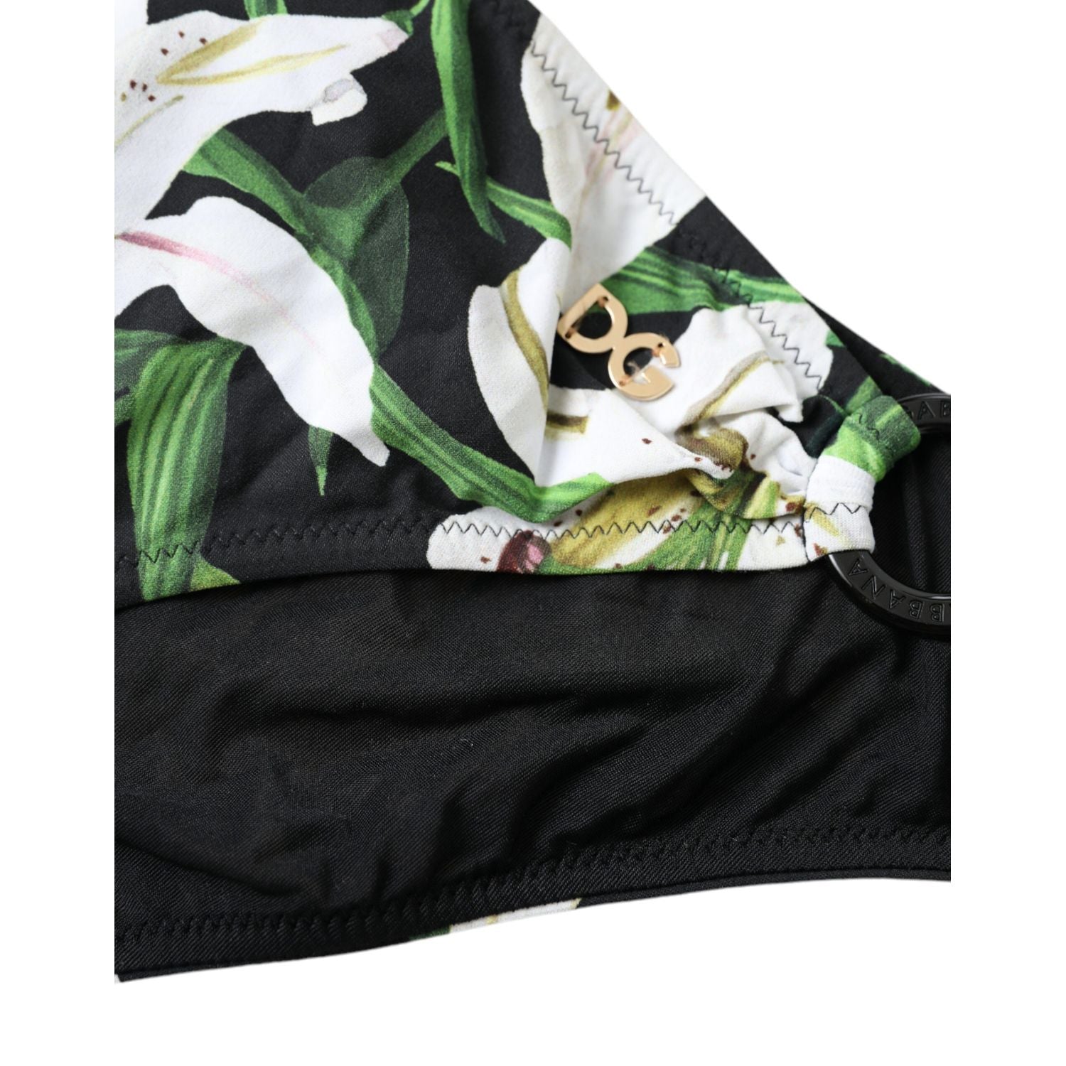 Dolce & Gabbana Black Lily Print Swimwear Bottom Beachwear Bikini