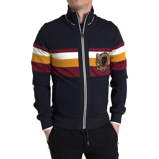 Dolce & Gabbana Dolce & Gabbana Elegant Blue Striped Zip Cardigan Sweater TSH84206-42 1728,30% PA,65% VI,67345645728,Blue,Clothing,Dolce & Gabbana,IT42 | XS,Jackets - Men - Clothing,Material: 5% EA,Men,Men - Clothing,New with tags
