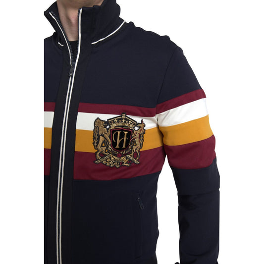 Dolce & Gabbana Dolce & Gabbana Elegant Blue Striped Zip Cardigan Sweater TSH84206-42 1728,30% PA,65% VI,67345645728,Blue,Clothing,Dolce & Gabbana,IT42 | XS,Jackets - Men - Clothing,Material: 5% EA,Men,Men - Clothing,New with tags