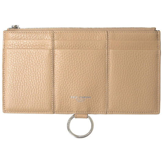 Dolce & Gabbana Elegant Beige Leather Wallet with Detachable Strap Dolce & Gabbana Tan