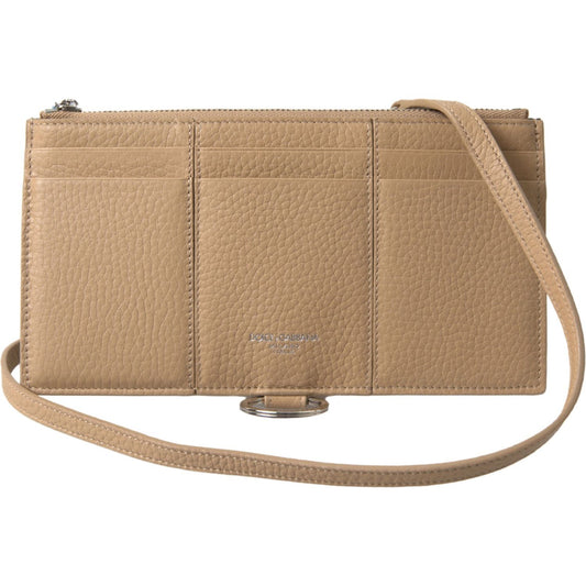 Dolce & Gabbana Elegant Beige Leather Wallet with Detachable Strap Dolce & Gabbana Rosy Brown