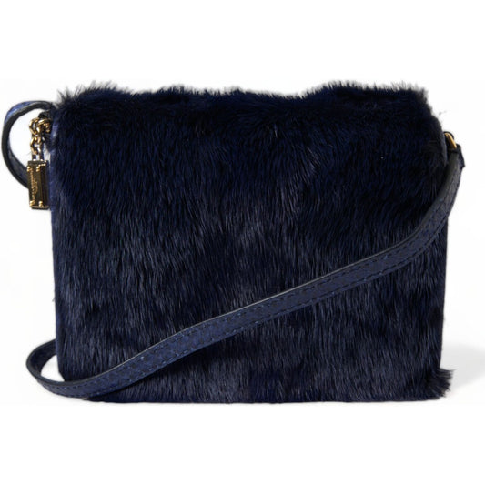 Dolce & Gabbana Exquisite Blue Mink Fur Shoulder Bag Dolce & Gabbana Black