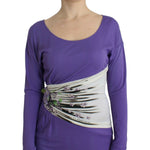 Cavalli Elegant Purple Floral Jersey Dress Cavalli Dark Slate Blue