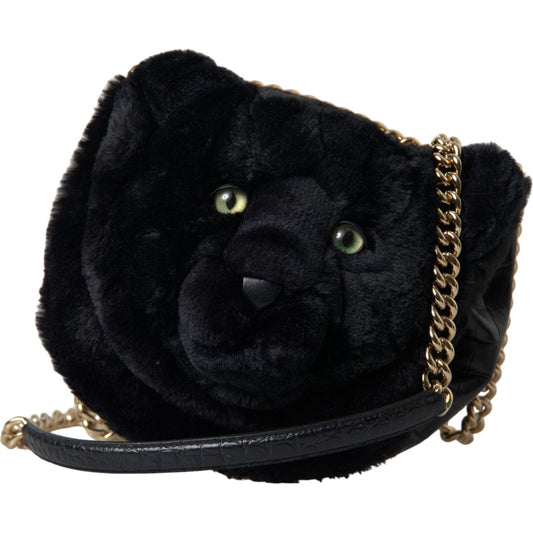Dolce & Gabbana Exquisite Croc-Embossed Panther Shoulder Bag Dolce & Gabbana Black