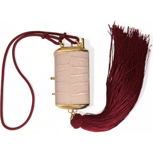 Dolce & Gabbana Exotic Pink Leather Mini Mirror Bag with Tassel Dolce & Gabbana Saddle Brown