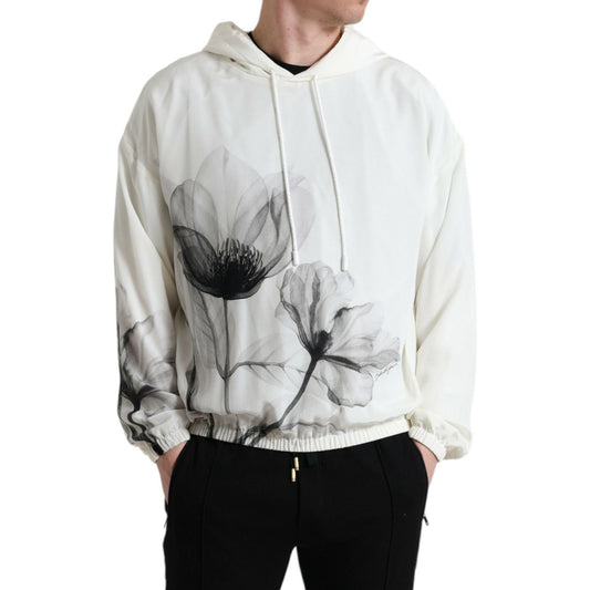 Dolce & Gabbana White Floral Print Hooded Pullover Sweater TSH84740-48