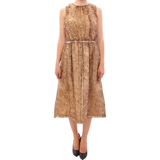 Dolce & Gabbana Elegant Silk Sleeveless Knee-Length Dress Dolce & Gabbana Rosy Brown