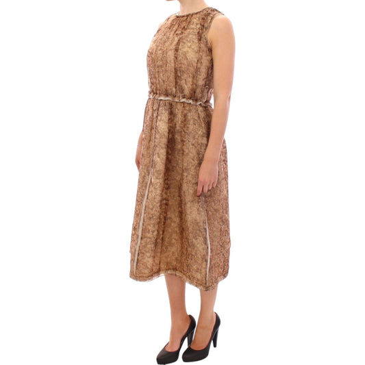 Dolce & Gabbana Elegant Silk Sleeveless Knee-Length Dress Dolce & Gabbana Rosy Brown