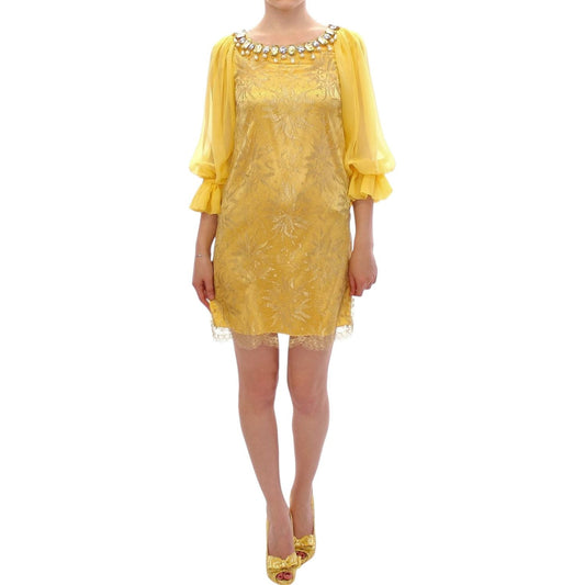 Dolce & Gabbana Yellow Lace Crystal Embellished Mini Dress Dolce & Gabbana Dark Khaki