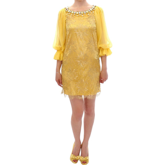 Dolce & Gabbana Yellow Lace Crystal Embellished Mini Dress Dolce & Gabbana Dark Khaki