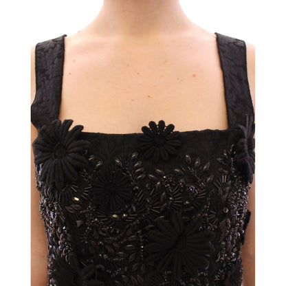 Dolce & Gabbana Black floral crystal embedded dress