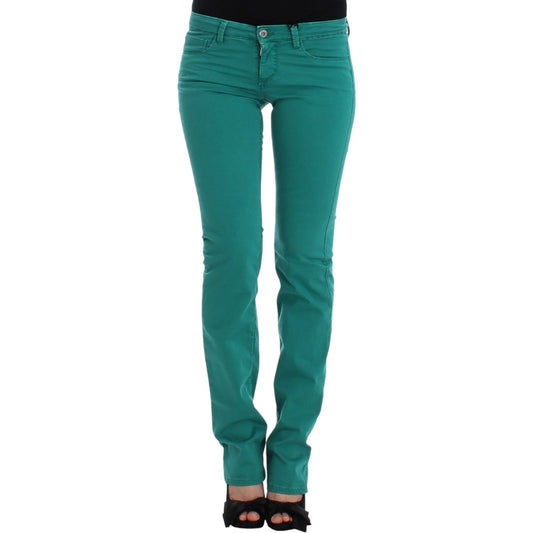 Costume National Chic Green Straight Leg Jeans for Sophisticated Style Costume National Sea Green