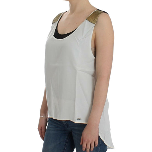 Costume National Elegant Monochrome Sleeveless Top with Gold Accents Costume National Dark Gray