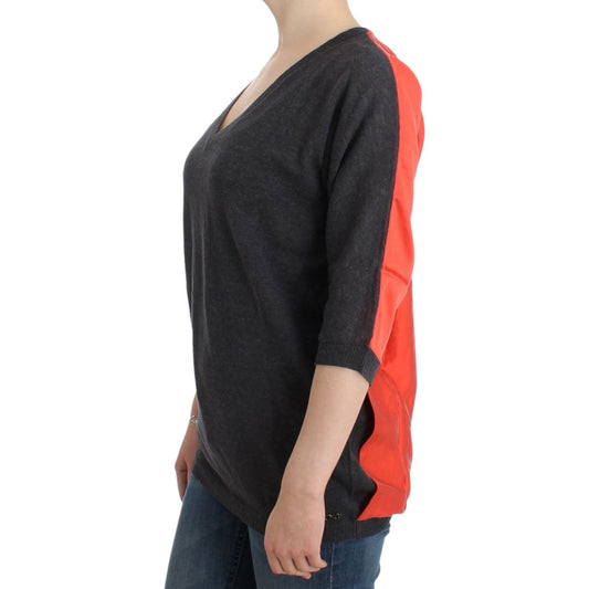 Costume National Chic V-Neck Alpaca Blend Short Sleeve Sweater Costume National Dark Salmon