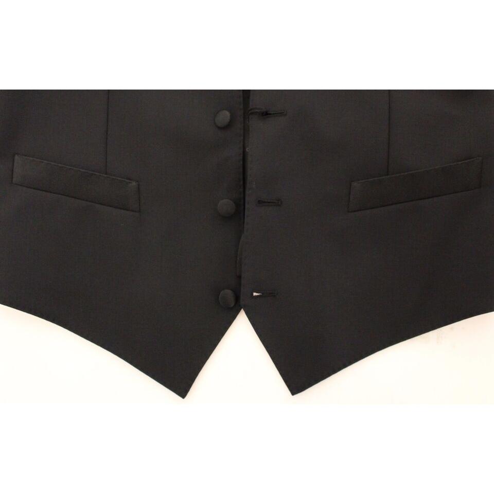 优雅丝羊毛黑色礼服背心